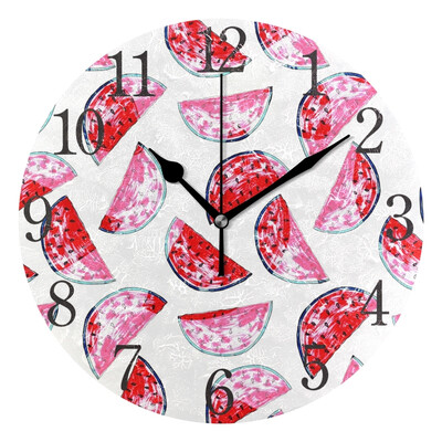 

Wall Clock Watermelon Slices Round Wall Clock Arabic Numerals Design