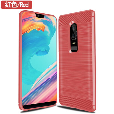 

Fivice Oneplus6 case Brushed carbon fiber silicone anti-fall soft shell phone case