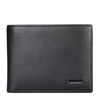 

Horsemen fashion simple leather short mens wallets The first layer cowhide wallet business&leisure travelers Black cross sect