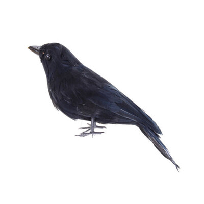 

UpperX 1pc Realistic Looking Halloween Decoration Birds Black Feathered Crows Halloween Prop Decor About 16cm