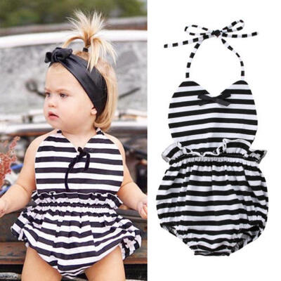 

Newborn Infant Baby Girls Black & White Romper Bodysuit Jumpsuit Outfits Clothes
