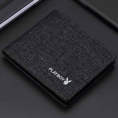 

Playboy playboy wallet mens short section youth mens wallet student canvas wallet tide Korean version of the youth ticket holder creative wallet thin PAA7523-