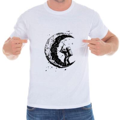 

Digging the moon Hot T-Shirt Mens Custom Printed Tops Cotton Short Sleeve Tee XN