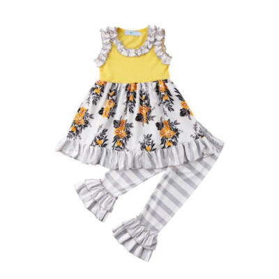 

AU Toddler Kids Baby Girls Floral Sleeveless Tops Blouse Pants Outfits Clothes