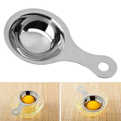 

UpperX Separator of egg yolk in stainless steel Separator White Egg Sieve Device Mini kitchen utensils 13 x 7 x 28 cm