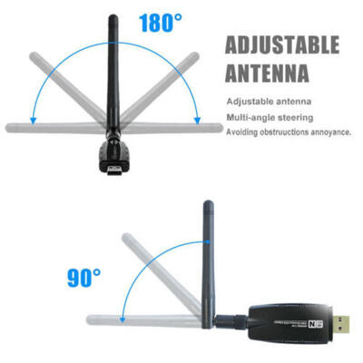 

1PC 300Mbps USB WiFi Wireless Adapter Dongle LAN Card 80211ngb wAntenna Top