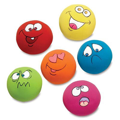 

6Pcs Pet Dog Puppy Play Squeaky Ball with Face Fetch Toy Dog Ball for Teething&Actively Chewing Puppies
