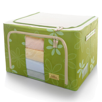 

Space excellent features steel frame storage box clothing storage bag large storage box sun flower green large one 66L