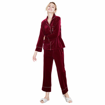 

New velvet ladies pajamas new autumn&winter long sleeve two-piece suit nightgown home clothing