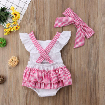 

Canis Newborn Baby Girls Bow Backless Romper Bodysuit Jumpsuit Outfits Playsuit