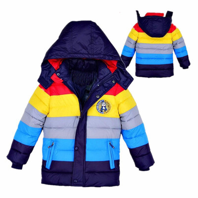 

Children Jackets Boys stripe Winter down coat 2018 Baby Winter Coat Kids warm outerwear Hooded Coat for 2-7 yrs Children Clothes