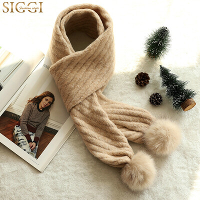 

Siggi DJ99652 new scarf female autumn&winter Korean students tide fashion wild warm widened shawl dual-use bib female double hair ball rice camel color 20025CM