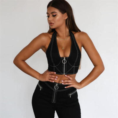 

Fashion Women Sexy Mini Halter Neck Sleeveless Vest Tank Tops Shirt T Shirt