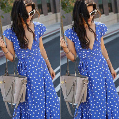 

Women Boho Vintage Casual Long Maxi Evening Party Cocktail Beach Dress Sundress