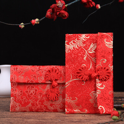 

Extreme space JDKJ wedding red envelope Chinese wedding cloth red envelope personality brocade red bag cross section Xianglong phoenix tail paragraph 1 pair