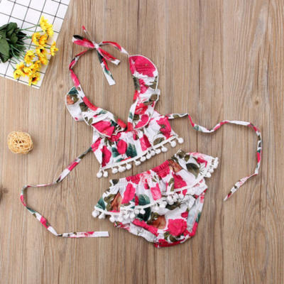 

Toddler Infant Baby Girl Floral Halter Swimwear Swimsuit Bikini Set Bathing Suit