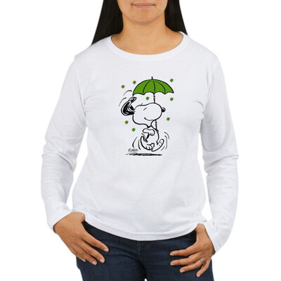 

CafePress Snoopy Raining Clovers - Womens Long Sleeve T-Shirt Classic 100 Cotton Crew Neck Shirt