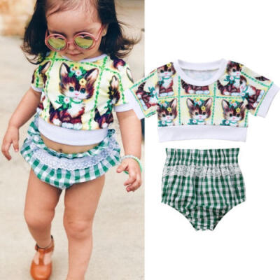 

Summer Toddler Kid Baby Girls T-shirt TopsPantsShorts Outfits Clothes 2PCS