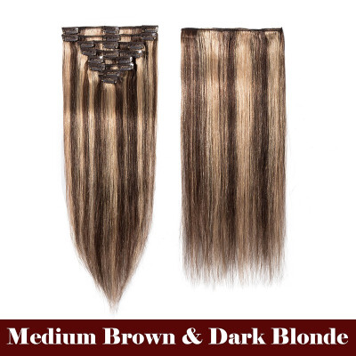 

Clip in 100 Real Human Hair Extensions Full Head Hair Extensions Remy Human Hair Silky Straight 8 Pieces