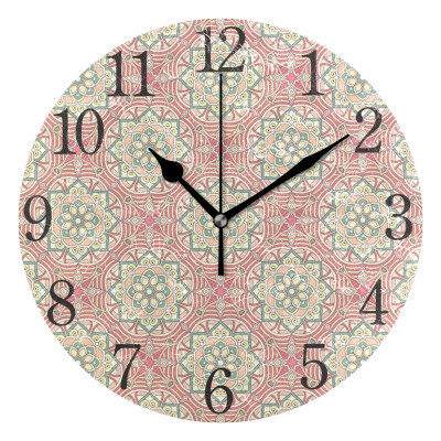 

Wall Clock Bohemian Floral Round Wall Clock Arabic Numerals Design