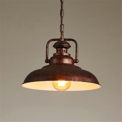 

Baycheer HL484975 Rust Iron Vintage Pendant Light with White Inner Finish