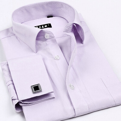 

Men's casual long-sleeved dress shirt solid color