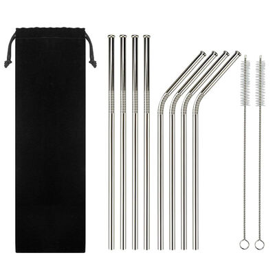 

UpperX Metal Straws 8 Set Anti-scratch design Stainless Steel Reusable Straws with 2 Cleaning Brush Dishwasher suitable