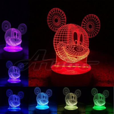 

3D Mouse Head LED Lamp Cartoon Animals Remote Control Desk Night Light for Kids Home Decor