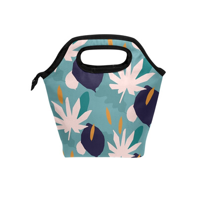 

Lunch Bag Tote Bag Pink Green Leaves Travel Picnic Organizer Lunch Holder Handbags Lunch Bag Box