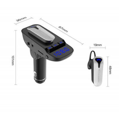 

Bluetooth Car Kit Handsfree Stereo Headset Dual USB Charger Earbud Earphone