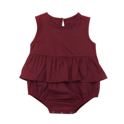 

Toddler Infant Kid Baby Girl Red Cotton Romper Jumpsuit Bodysuit Outfits Clothes