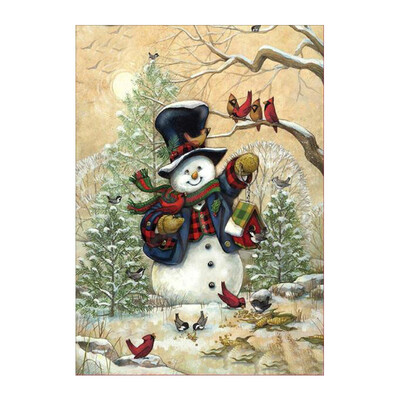 

UpperX 5D Diy Diamond Painting Cross Stitch Christmas snowman&bird 5D Diamond Mosaic Decor Diamond Embroidery 40x30cm