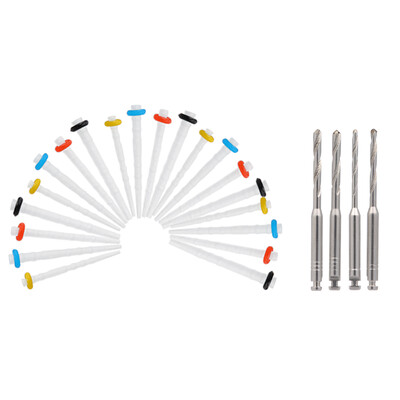 

20 Pcs Dental Resin Fiber Post with 4 Pcs Dental Drills Single Refilled Dental Tool