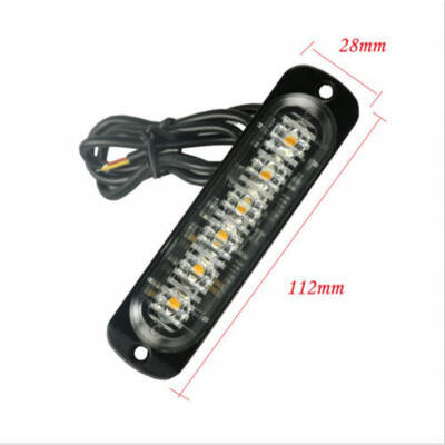 

18W Bar Amber 6 LED Car Truck Strobe Flash Emergency Warning Light Lamp 12V-24V