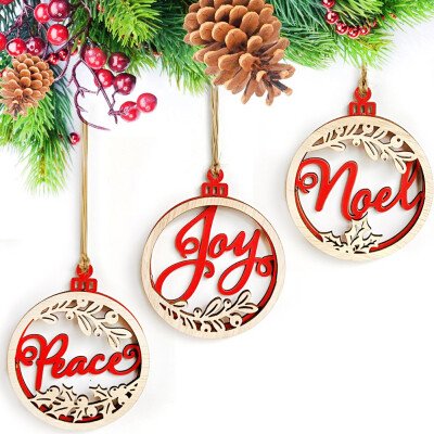 

UpperX 3PCSSet Wooden Christmas 3D Bulb Shape Pendants Decor Cute Indoor Decors Pendants for House Firepalce Chrismas Tree Girt