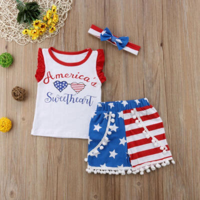 

3Pcs Newborn Kids Baby Boy Girl T-shirt TopsPantsHeadband Outfit Clothes 6M-4Y