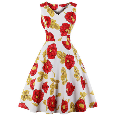 

Hepburn Vintage Series Dress Spring And Summer Fashion Printing Design Sleeveless Women Dress