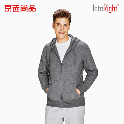 

INTERIGHT sweater mens hooded cardigan terry sweater coat dark flower gray XL