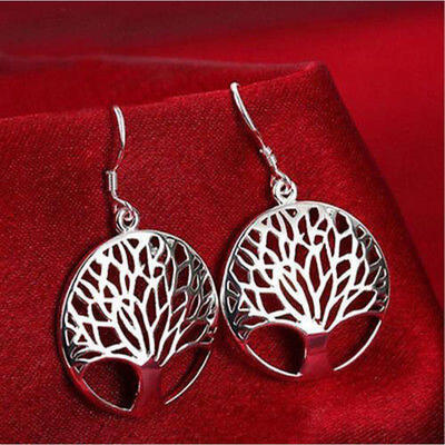 

Women 925 Silver Crystal Rhinestone Chain Pendant Necklace Earring Jewelry Set