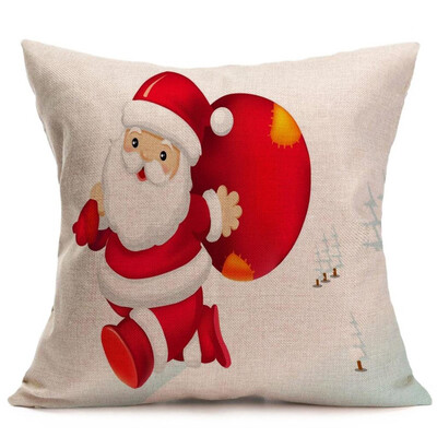 

UpperX Vintage Christmas Cartoon Sofa Bed Home Decoration Festival Pillowcase Cushion Cover Santa Claus