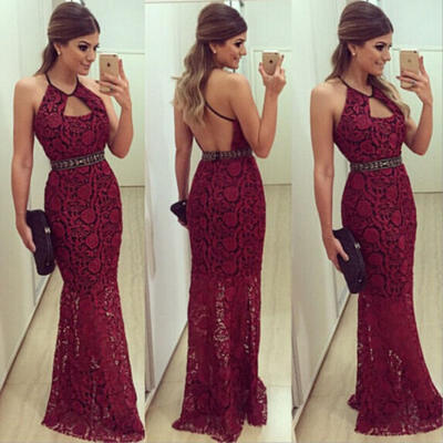 

Women Sleeveless Backless Dress Bodycon Evening Party Cocktail Long Dress Pencil
