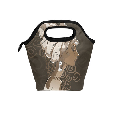 

Lunch Bag Tote Bag African American Woman Travel Picnic Organizer Lunch Holder Handbags Lunch Bag Box for Office
