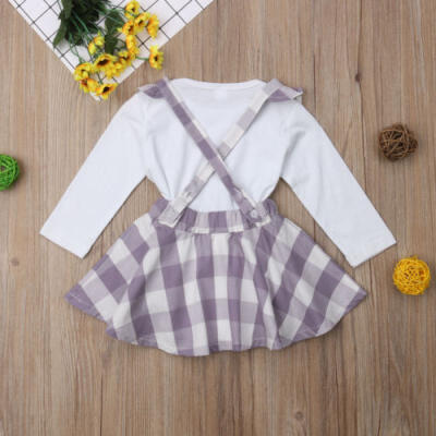 

Toddler Baby Girls Romper Plaids Overall Skirt Suspender Dress Outfits Clothes