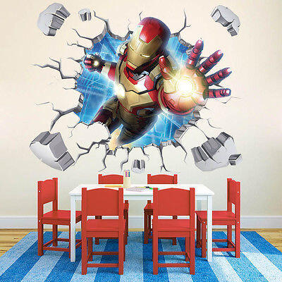 

3D Iron Man Rimovibile Adesivo Da Parete Bambini Stanza Nursery