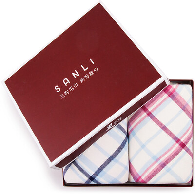 

Sanli pure cotton gauze plaid series towel 34 × 75cm AB version of the pros&cons of the face wash towel gift box 2