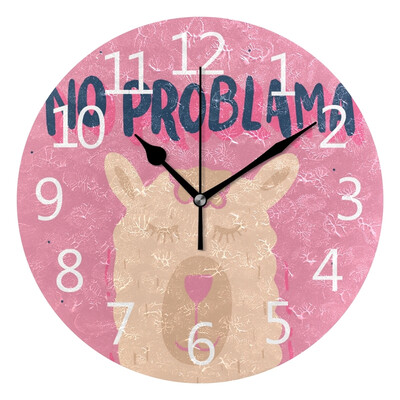 

Wall Clock Llama In The Pink Background Round Wall Clock Arabic Numerals Design