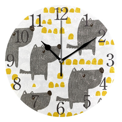

Wall Clock Arabic Numerals Design Cute Dogs Round