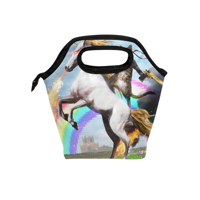 

Lunch Bag Tote Bag Rainbow Unicorn Cat Travel Picnic Organizer Lunch Holder Handbags Lunch Bag Box for Office