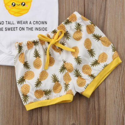 

Summer Newborn Baby Boy Girls Outfits Romper TopsShort Floral Pants 3PCS Set