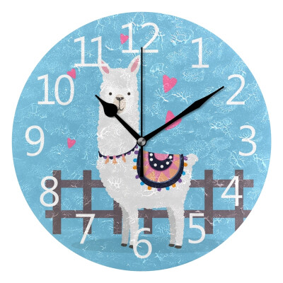 

Wall Clock Llama And Hearts Round Wall Clock Arabic Numerals Design